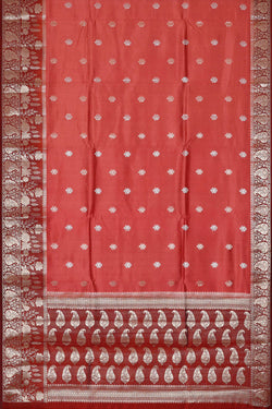 Image of Orange Red Silk Saree