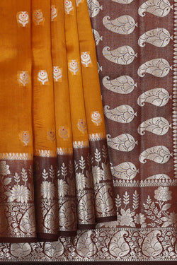 Image of Mustard Yellow Silk Saree