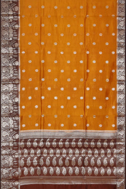 Image of Mustard Yellow Silk Saree