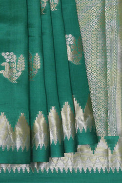 Image of Teal Green Silk Saree