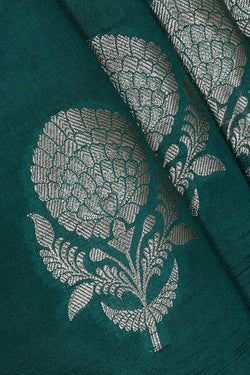 Image of Teal Green Silk Saree