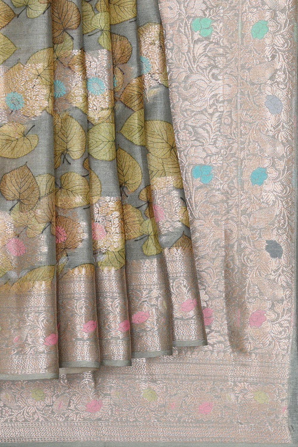 Image of Grey Silk Saree