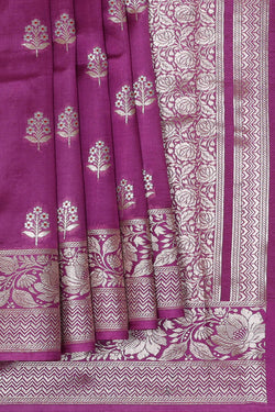 Image of Dark Magenta Silk Saree