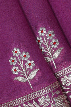 Image of Dark Magenta Silk Saree