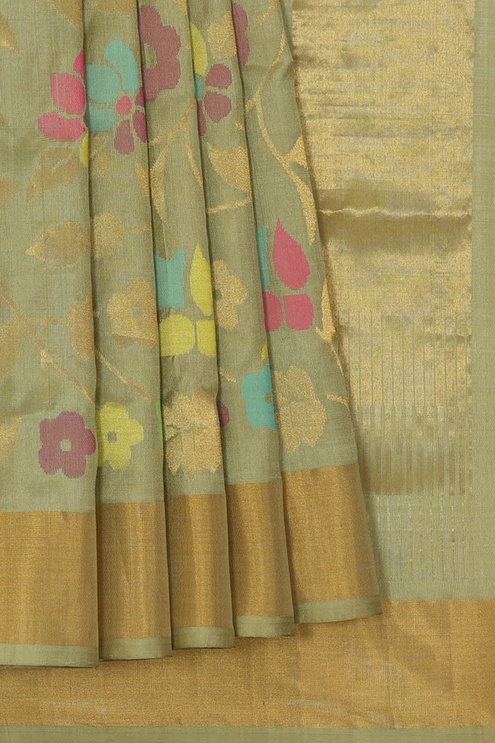 Image of Uppada Silk Light Pista Green Saree