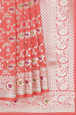 Image of Banarasi Silk Peach Saree