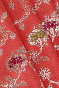 Image of Banarasi Silk Peach Saree