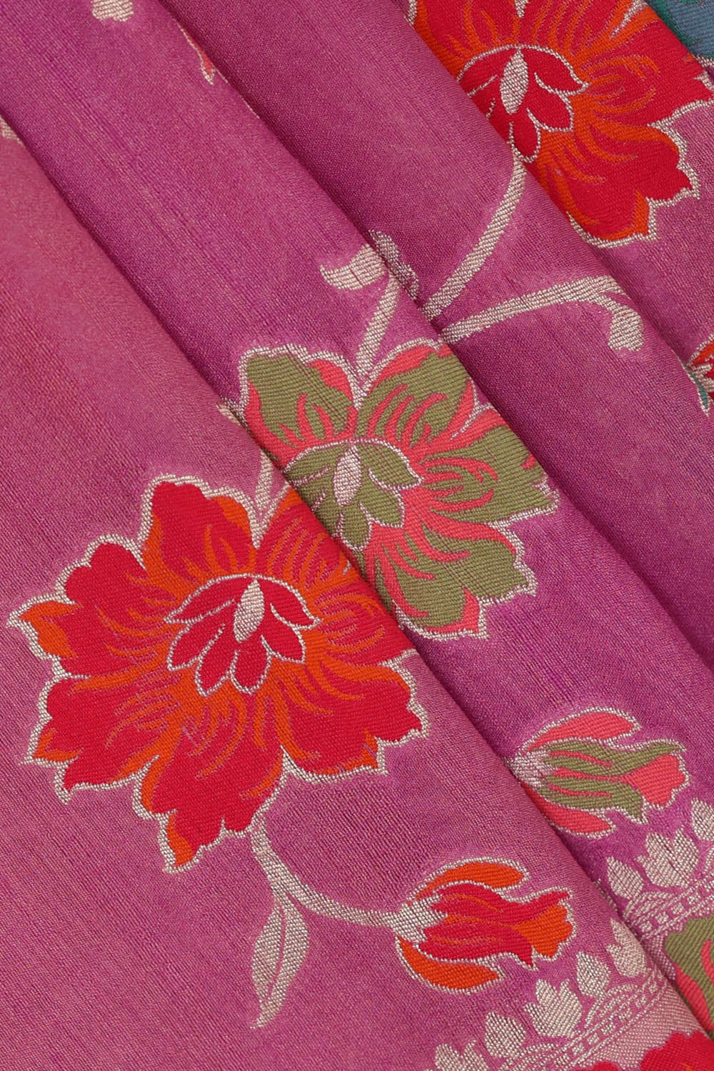 Image of Tussar Georgette Rose Pink Saree