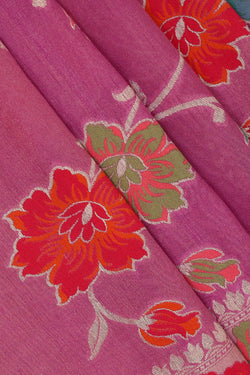Image of Tussar Georgette Rose Pink Saree