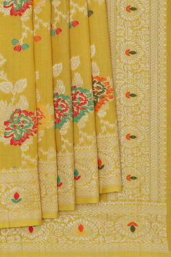 Image of Tussar Georgette Yellow Saree