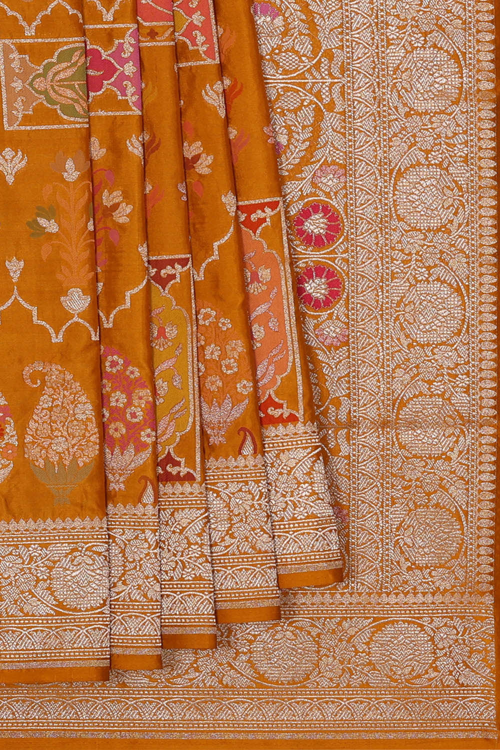 Image of Banarasi Silk Mustard Brown Saree
