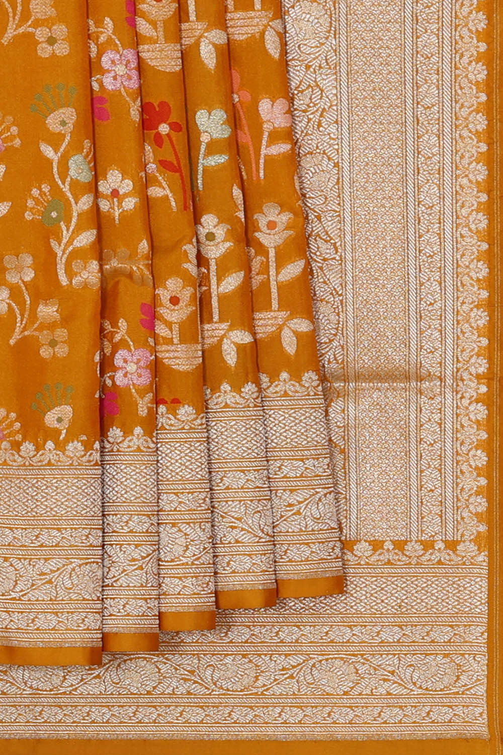 Image of Banarasi Silk Dark Mustard Yellow Saree