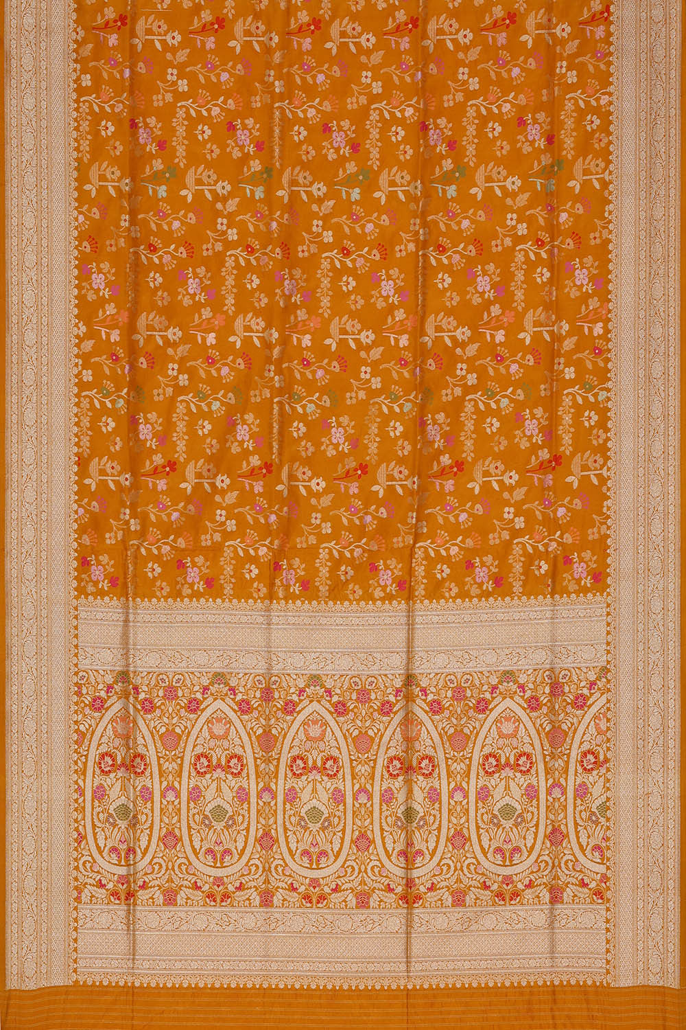 Image of Banarasi Silk Dark Mustard Yellow Saree