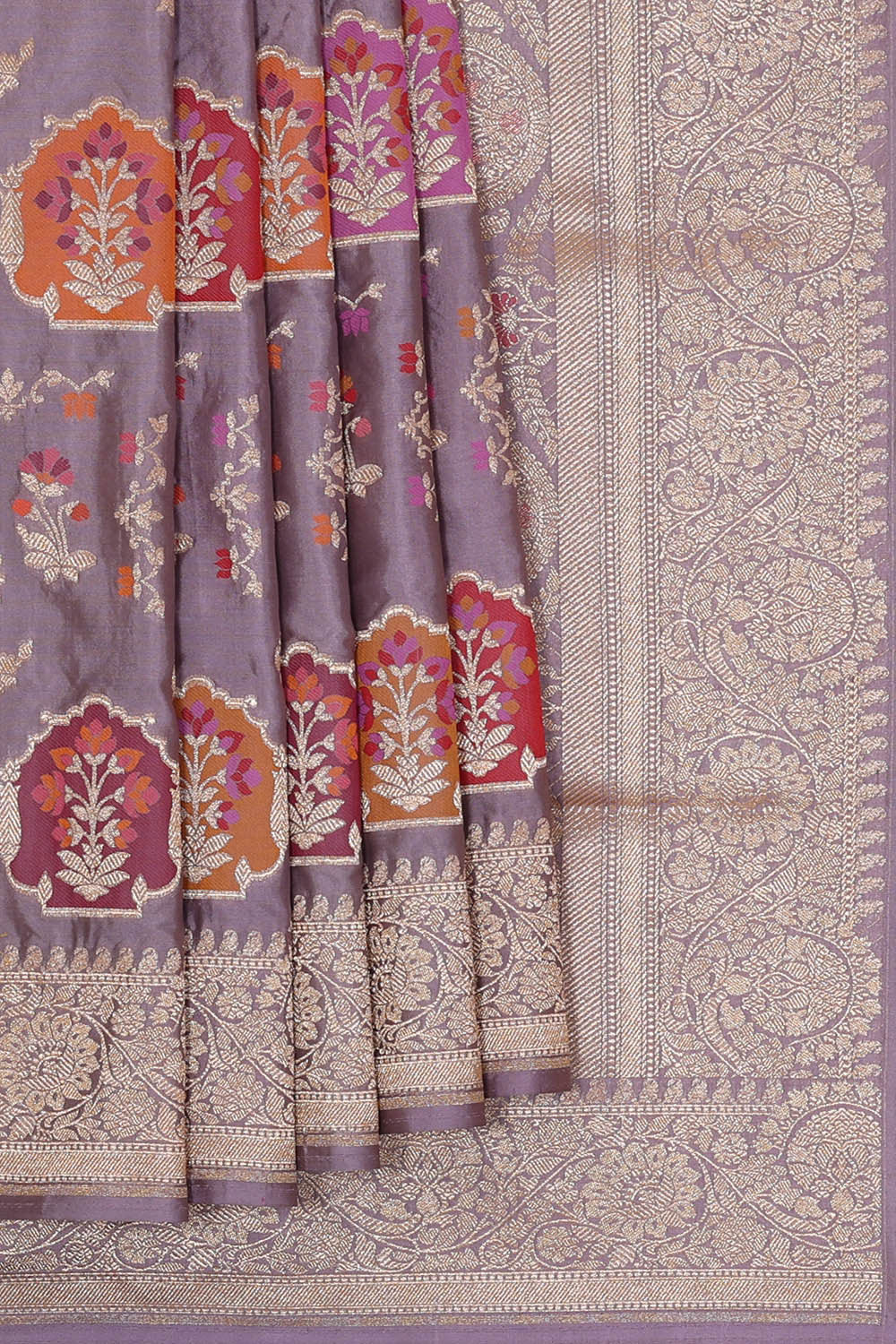 Image of Banarasi Silk Greyish Lavender Saree