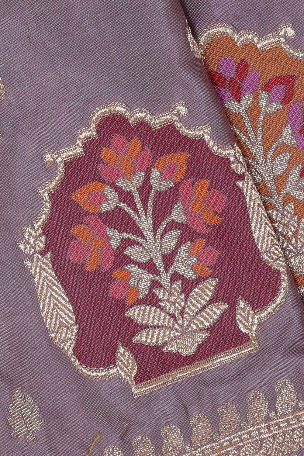 Image of Banarasi Silk Greyish Lavender Saree