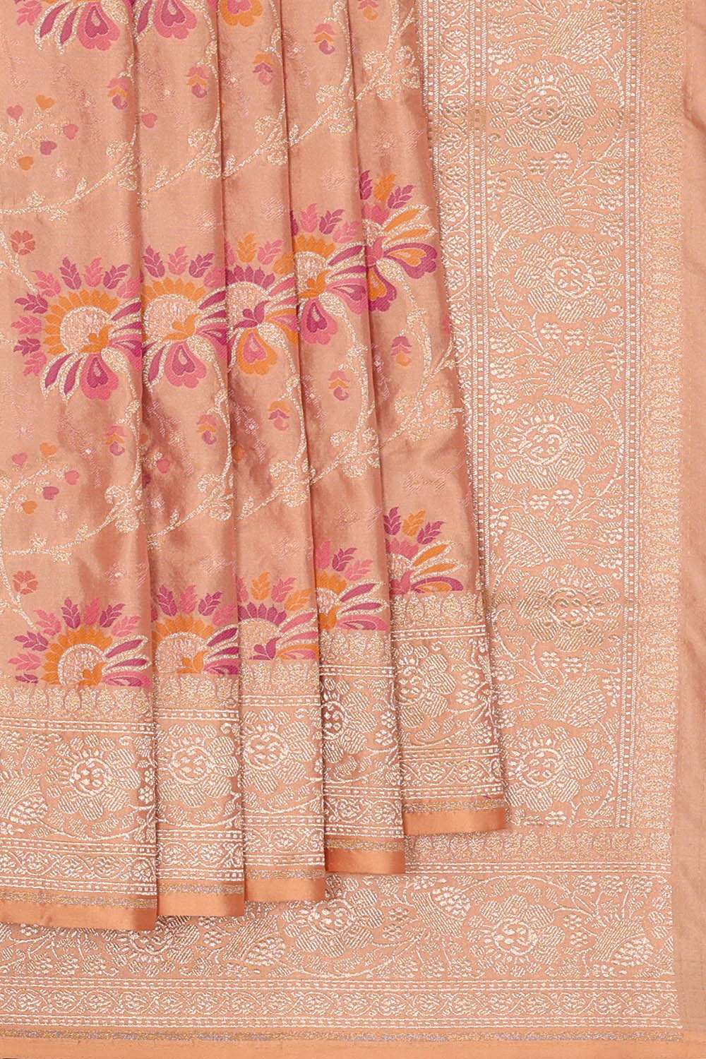 Image of Banarasi Silk Peach Saree