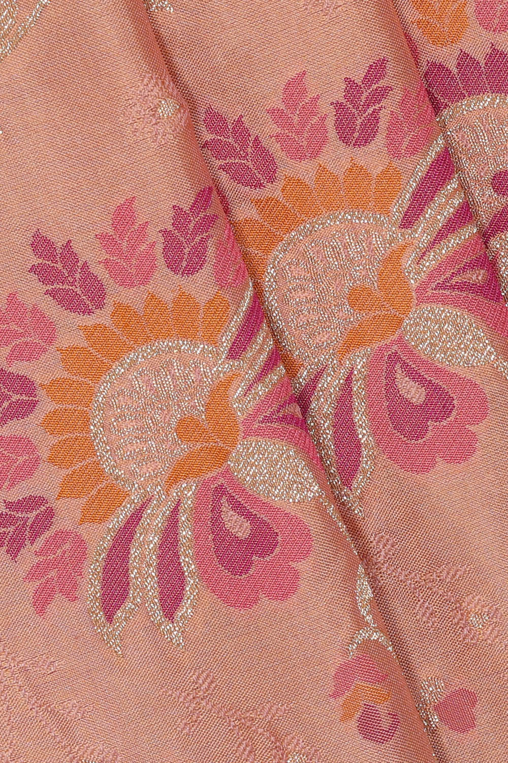 Image of Banarasi Silk Peach Saree