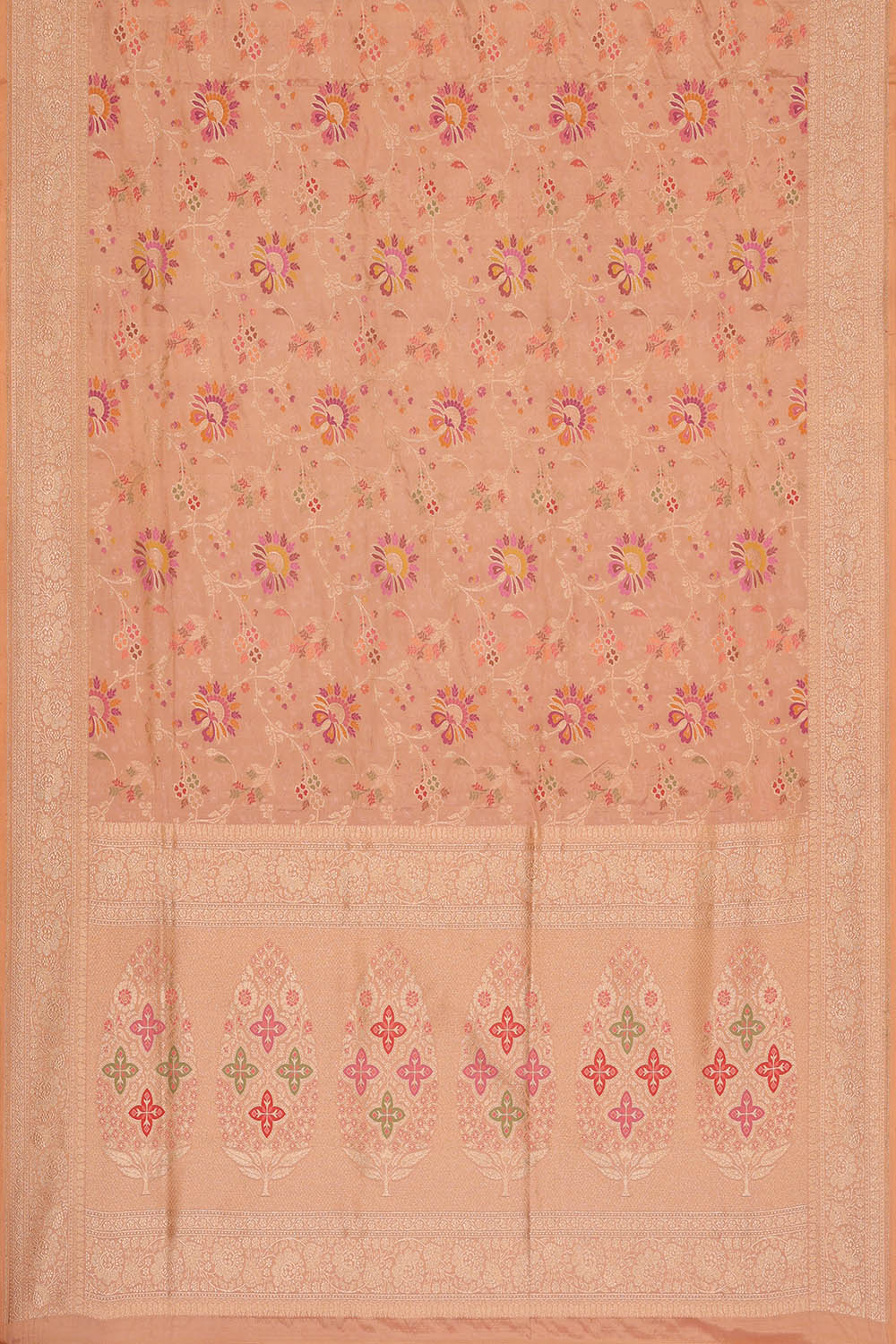 Image of Banarasi Silk Peach Saree