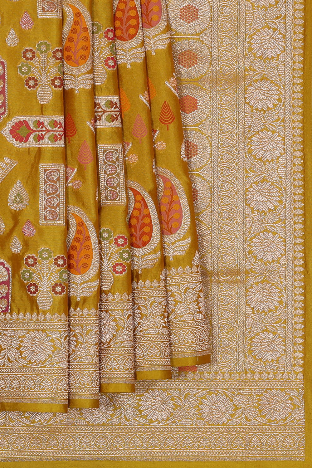 Image of Banarasi Silk Mustard Yellow Saree