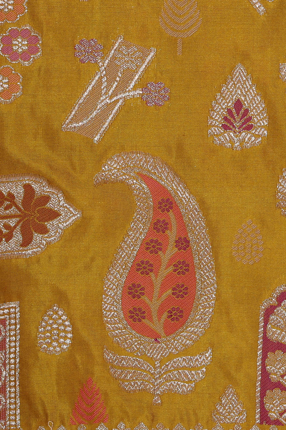 Image of Banarasi Silk Mustard Yellow Saree