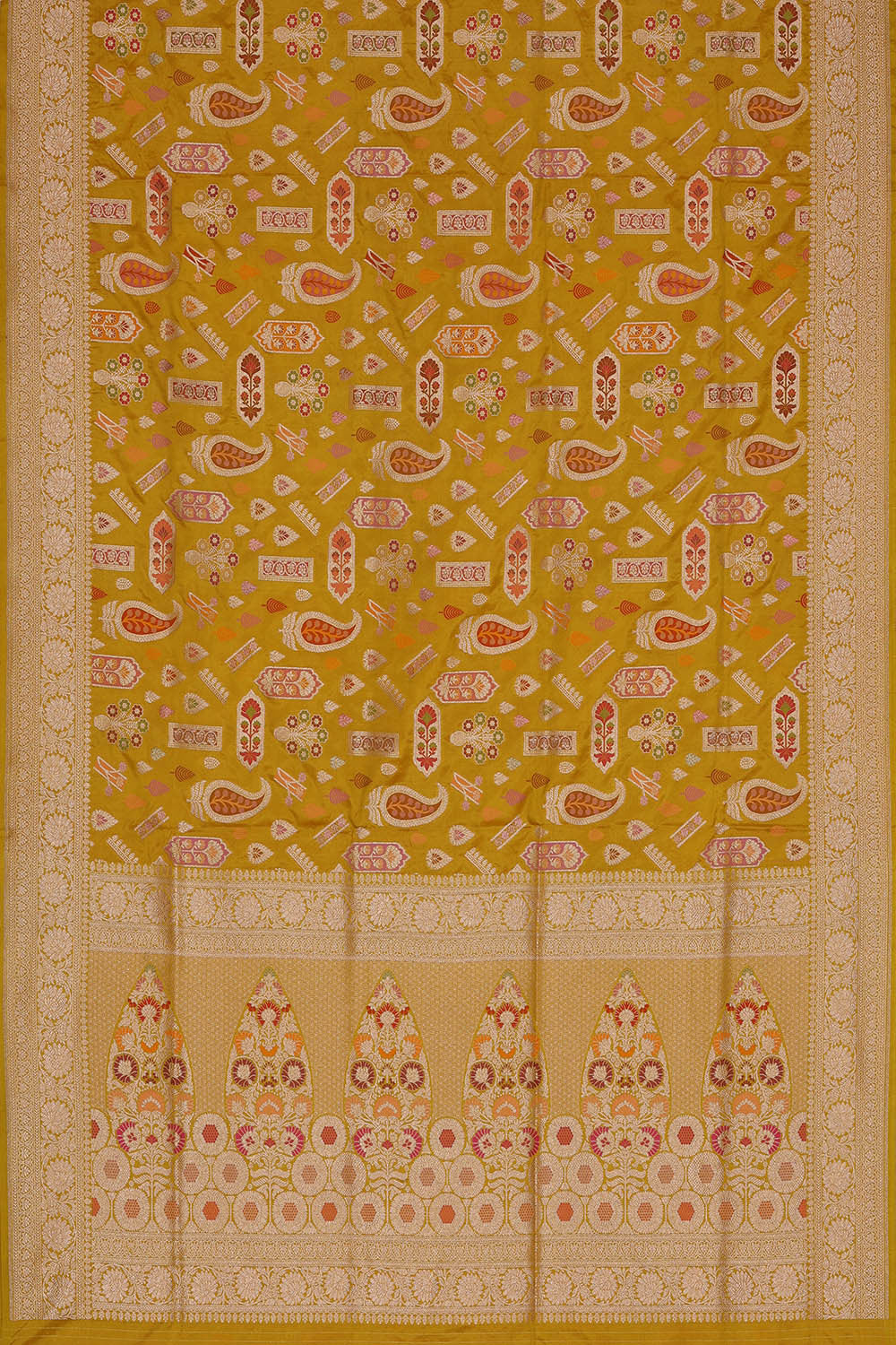 Image of Banarasi Silk Mustard Yellow Saree