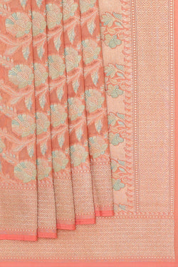 Image of Banarasi Georgette Peach Saree