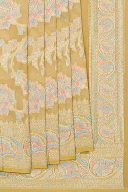 Image of Banarasi Georgette Dull Yellow Saree