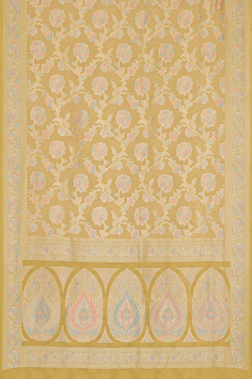 Image of Banarasi Georgette Dull Yellow Saree