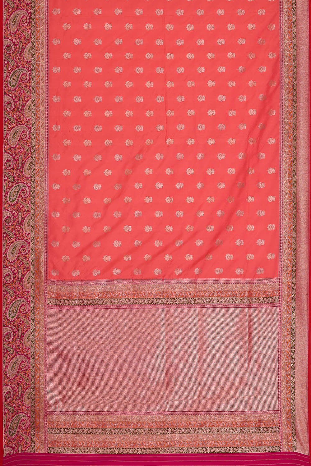 Image of Semi Banarasi Silk Dark Peach Saree
