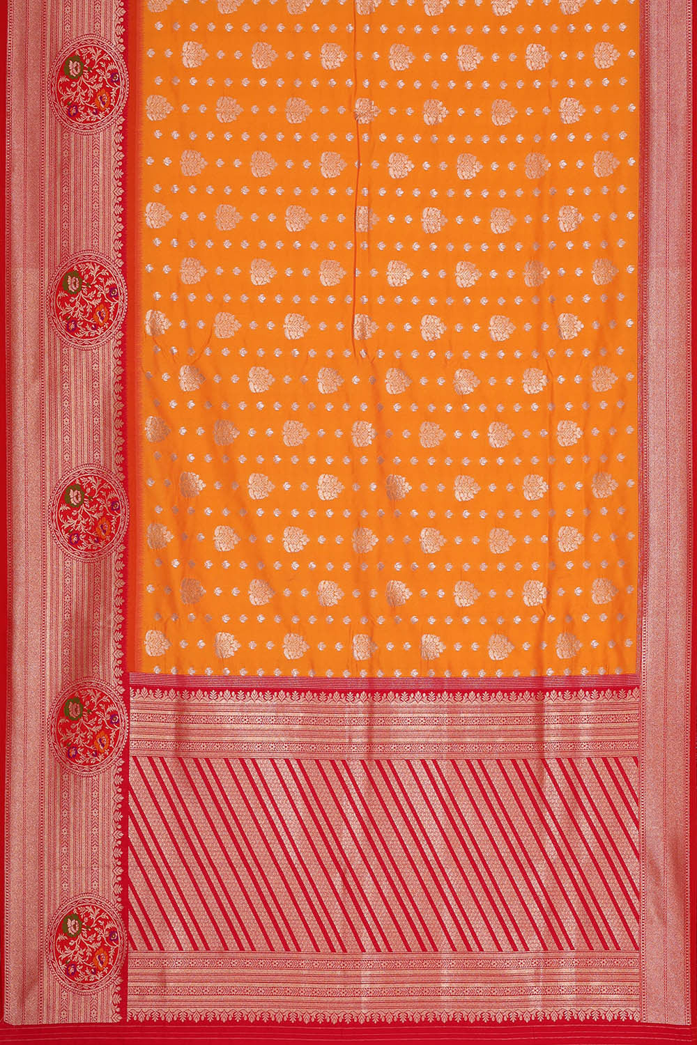 Semi Banarasi Silk Mustard Orange Saree