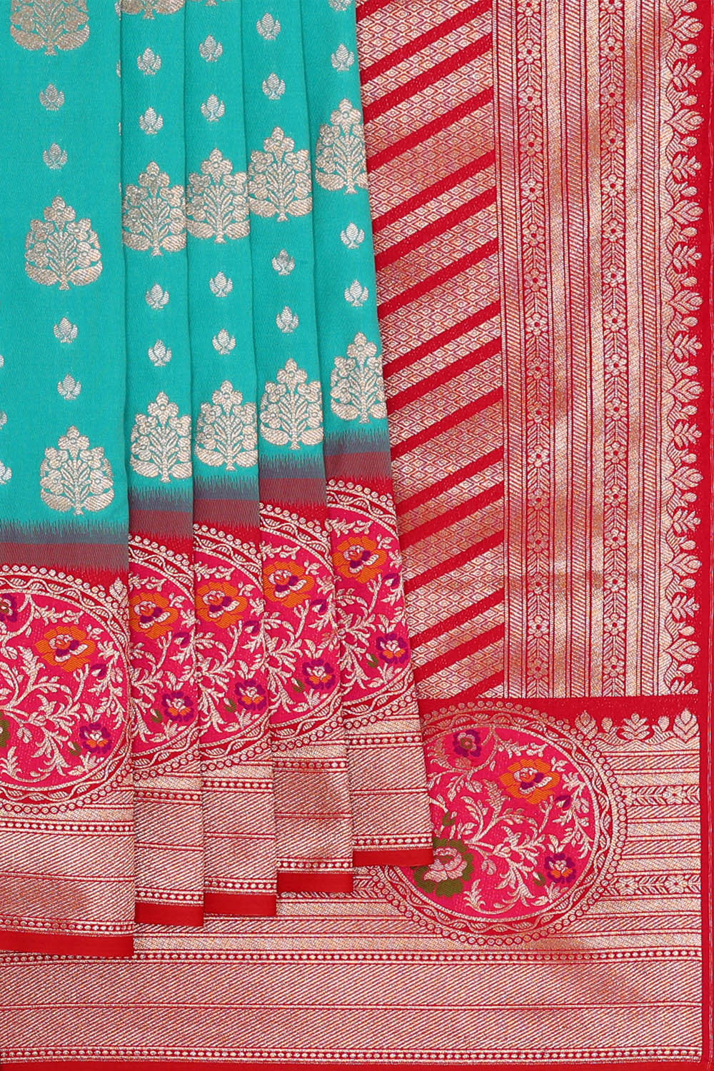 Semi Banarasi Silk Sky Blue Saree