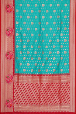 Image of Semi Banarasi Silk Sky Blue Saree