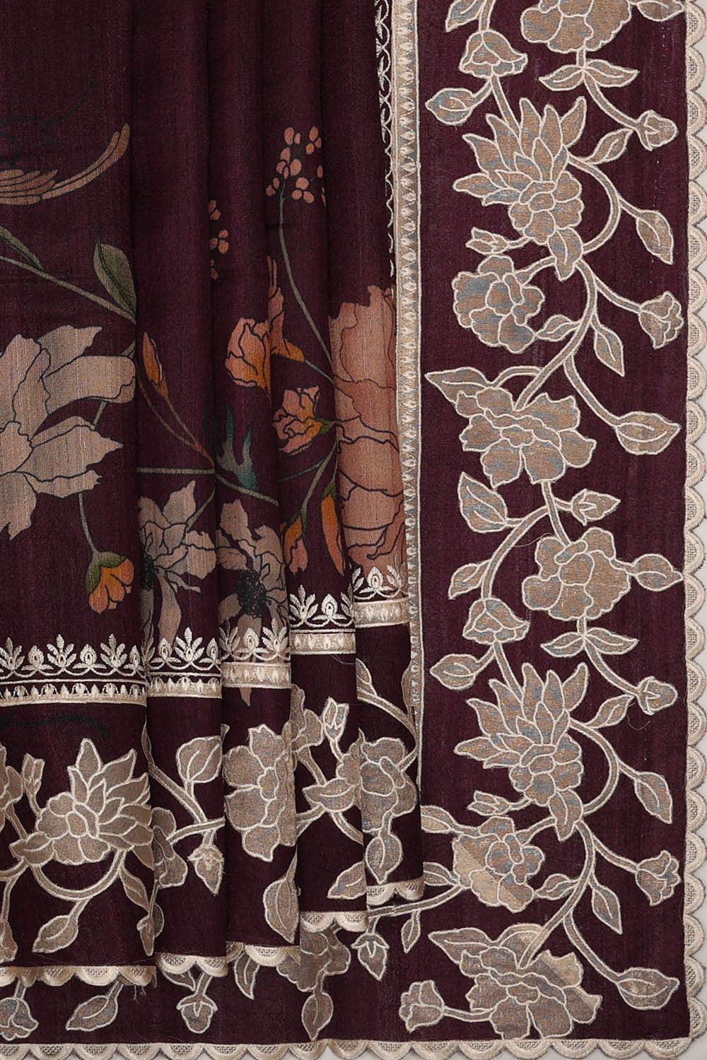 Tussar Silk Dark Violet Saree