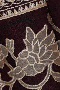 Image of Tussar Silk Dark Violet Saree