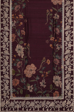 Image of Tussar Silk Dark Violet Saree
