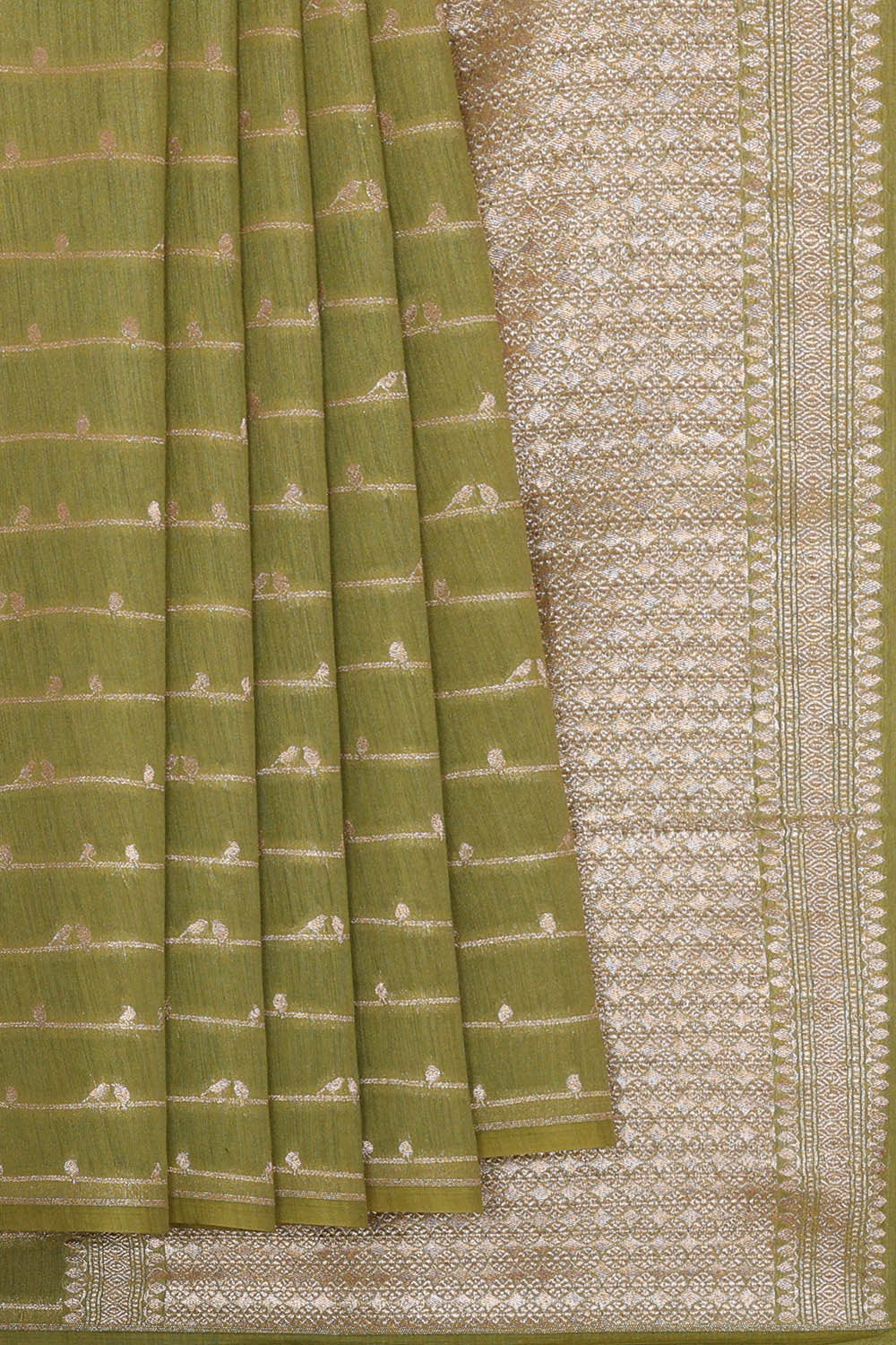 Image of Mehndi Green Silk Saree