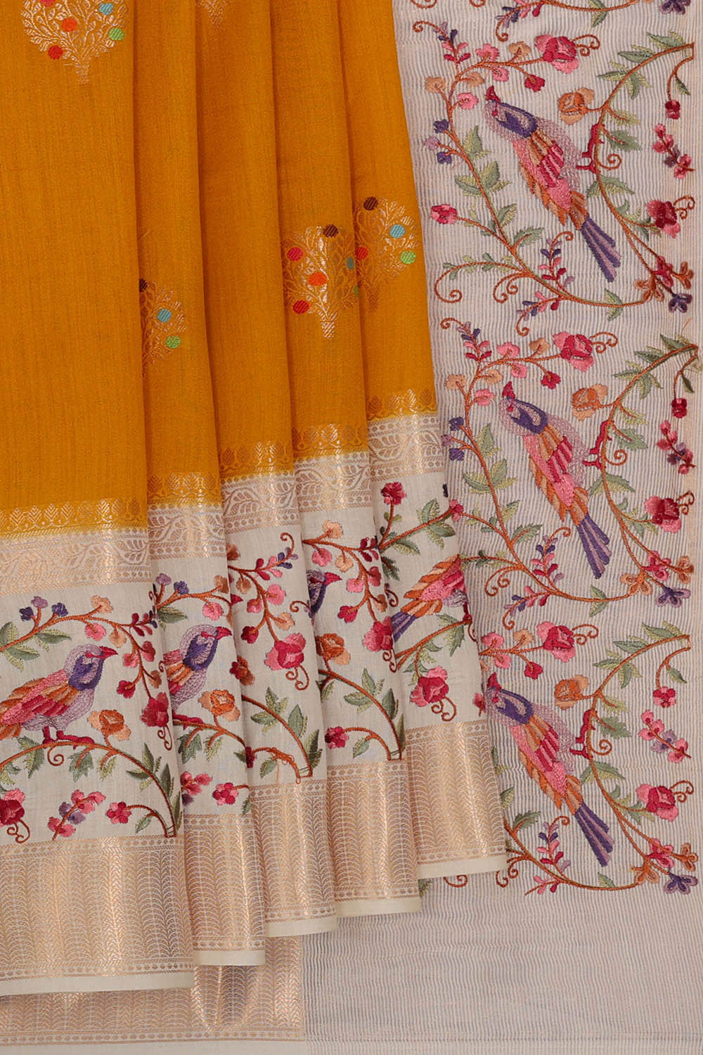 Mustard Yellow Silk Saree