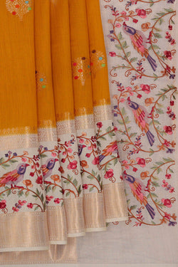 Image of Mustard Yellow Silk Saree