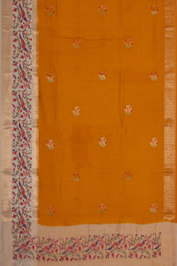 Image of Mustard Yellow Silk Saree