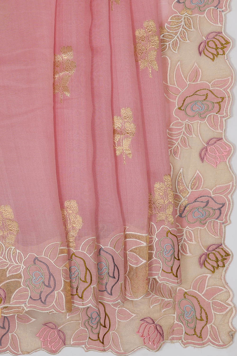 Image of Pink Kora Silk Saree