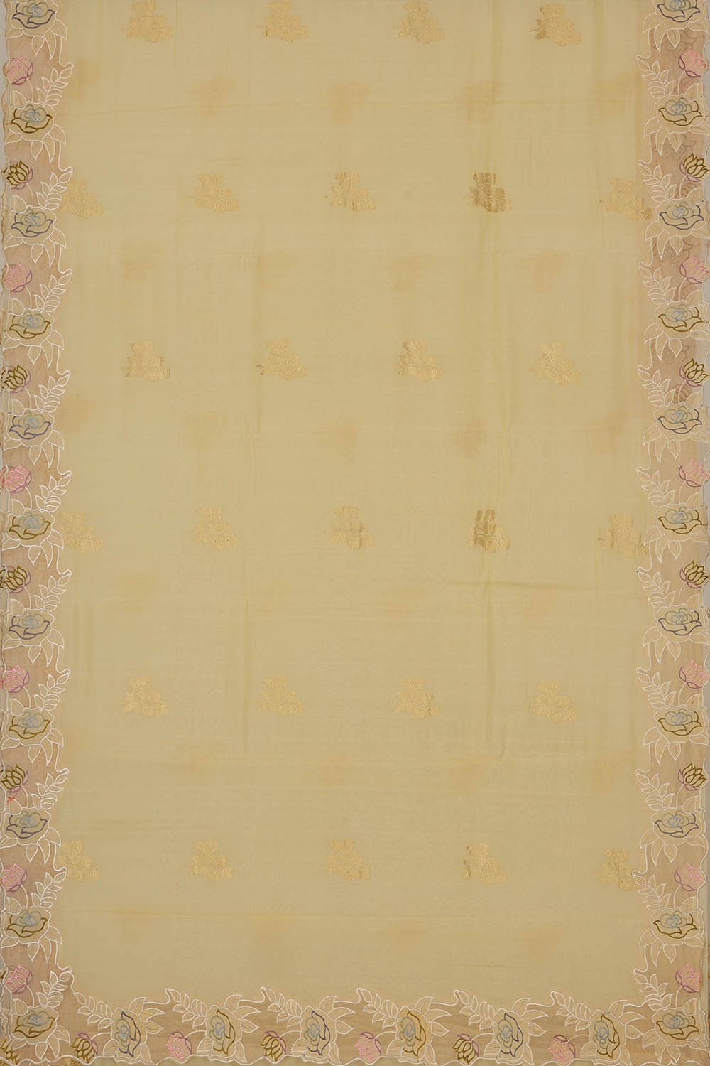 Image of Yellow Kora Silk Saree