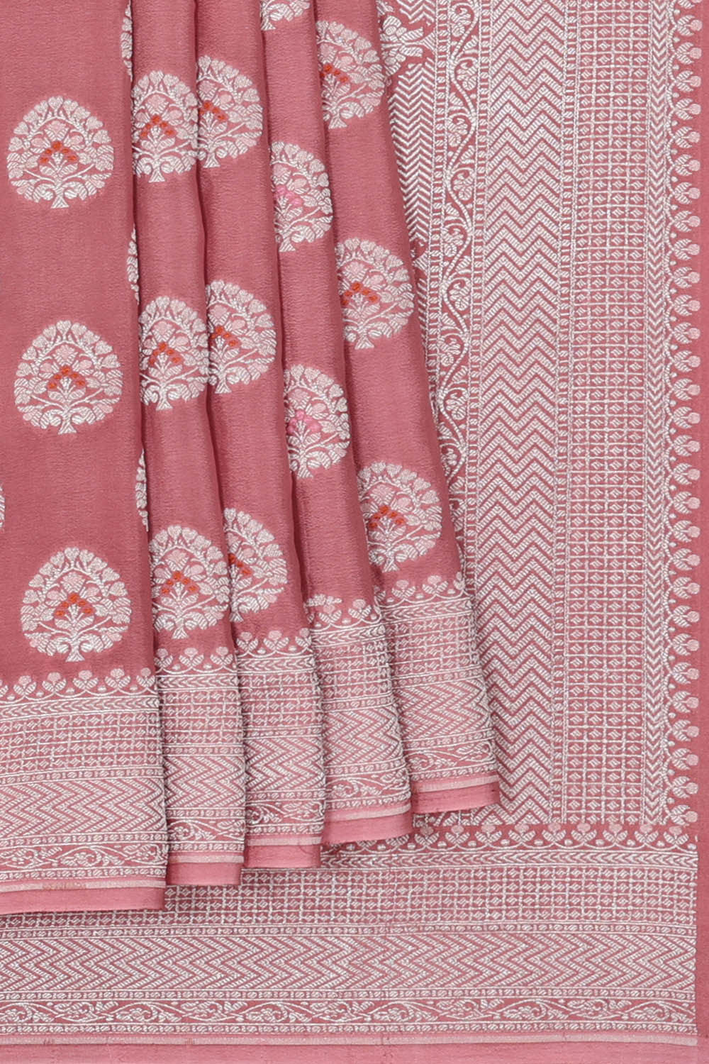 Image of Banarasi Crepe Onion Pink Saree