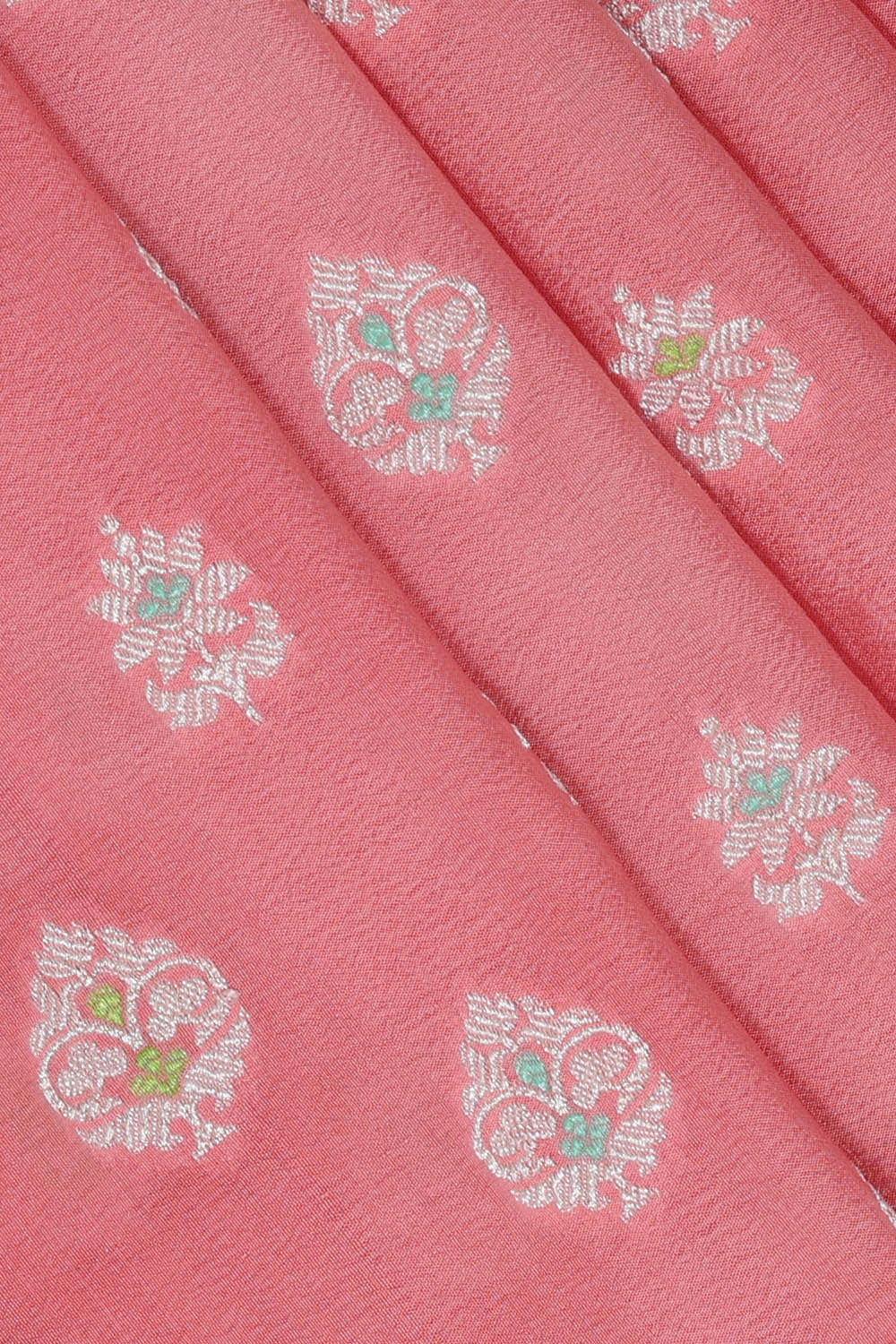 Image of Banarasi Crepe Peach Pink Saree