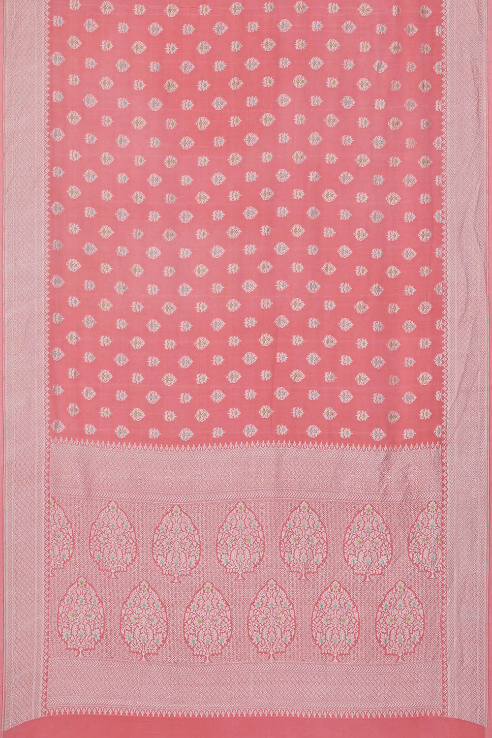 Image of Banarasi Crepe Peach Pink Saree