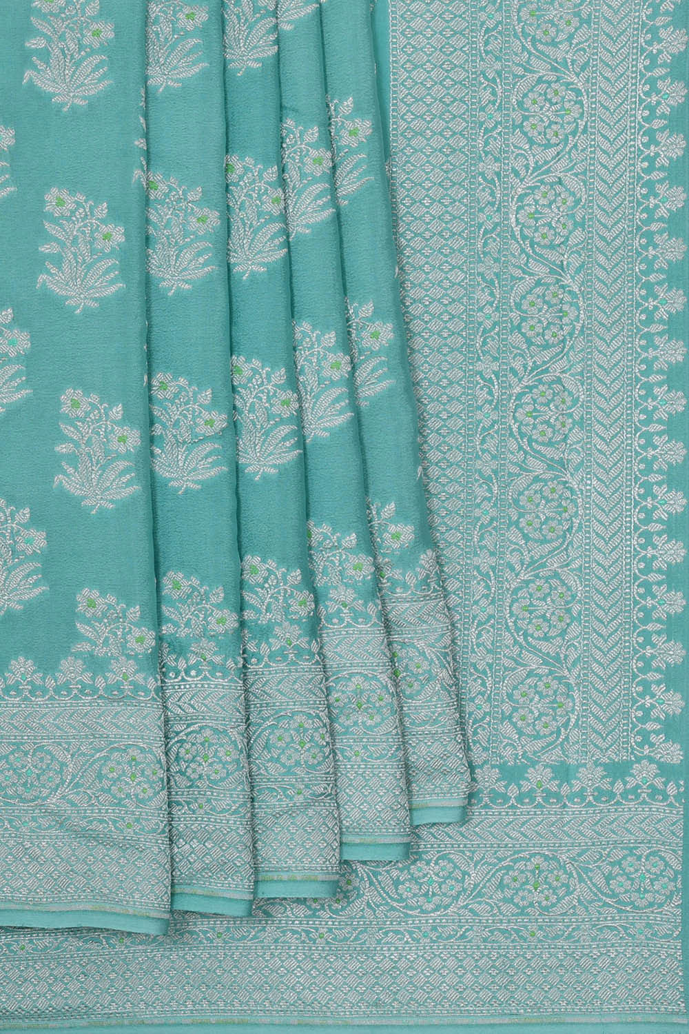 Image of Banarasi Crepe Sea Blue Saree