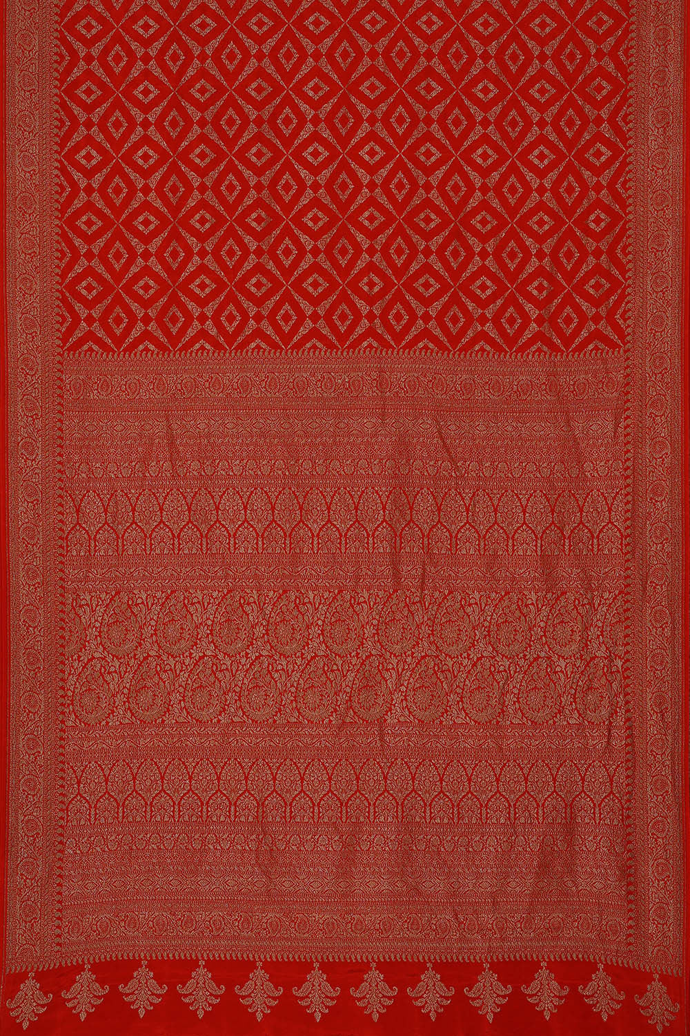 Banarasi Crepe Dark Orange Saree