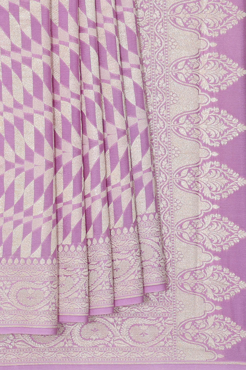 Banarasi Crepe Lavender Pink Saree