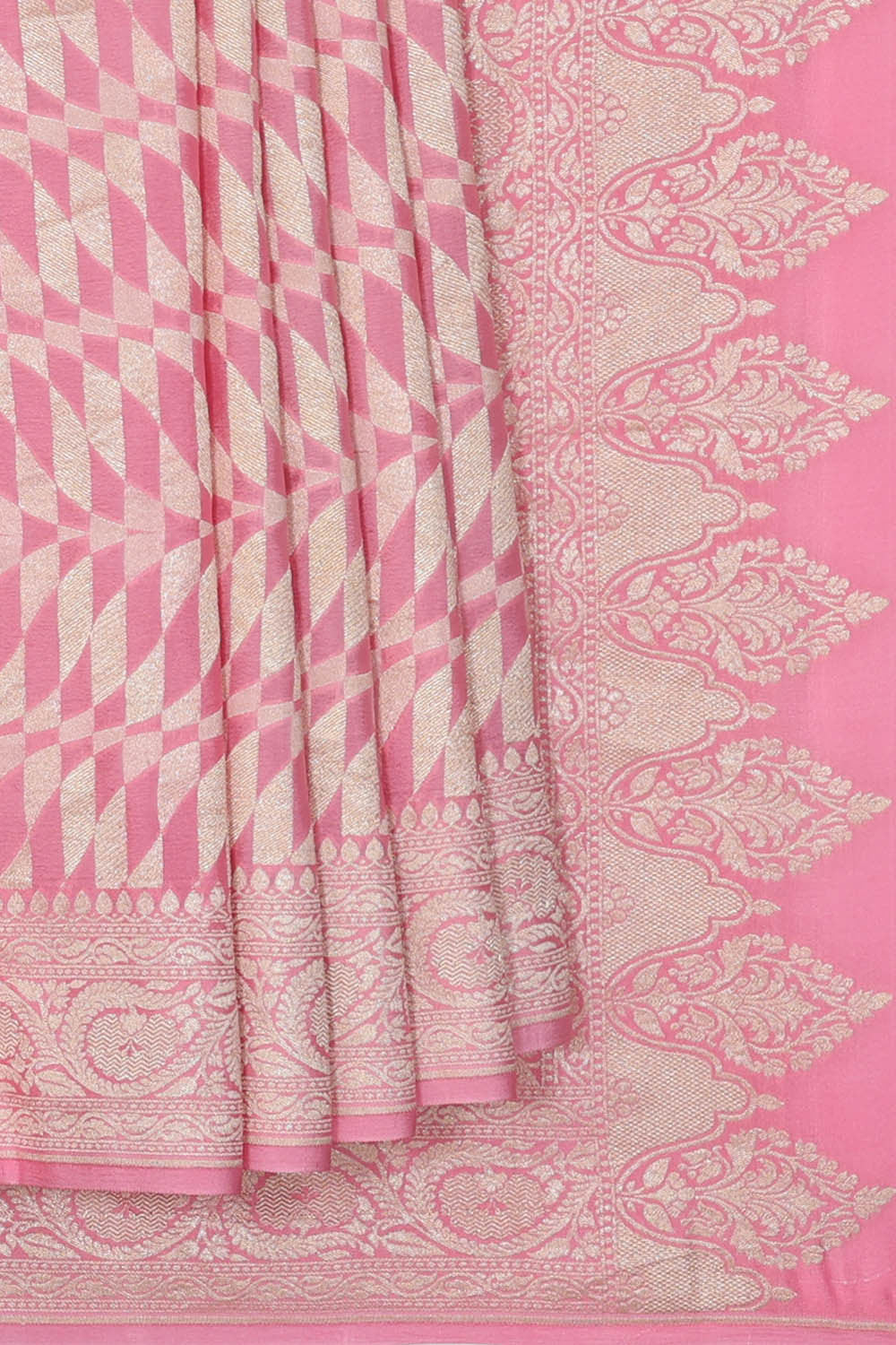 Image of Banarasi Crepe Pink Saree