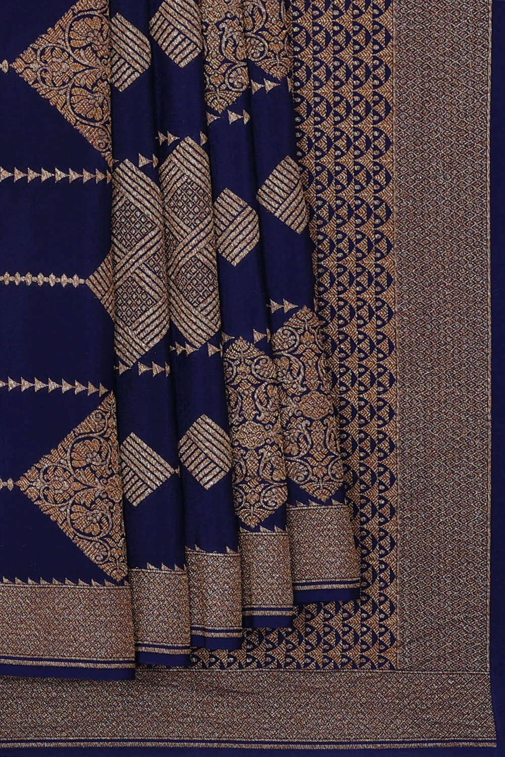 Image of Banarasi Crepe Navy Blue Saree