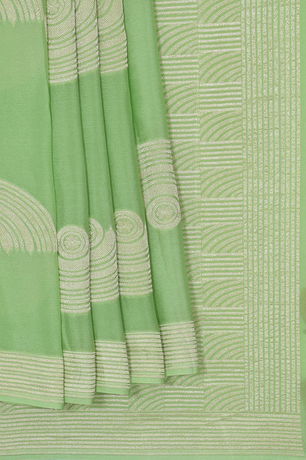 Banarasi Crepe Pista Green Saree